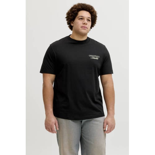 JACK & JONES PLUS SIZE regular T-shirt met backprint Plus Size zwart afbeelding