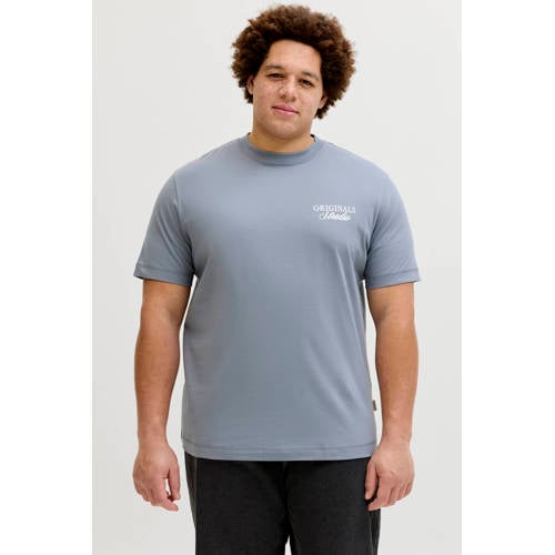 JACK & JONES PLUS SIZE regular T-shirt met backprint Plus Size grijsblauw afbeelding