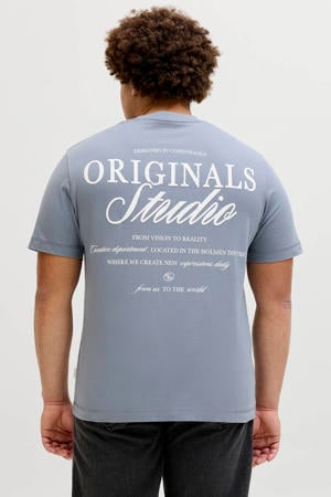 regular T-shirt met backprint Plus Size grijsblauw