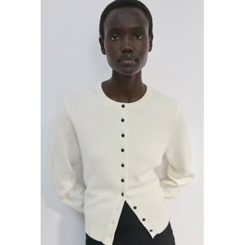Mango gebreid vest ecru afbeelding