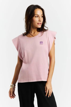 T-shirt met backprint roze