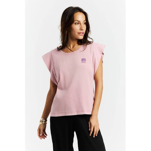 Protest T-shirt met backprint roze afbeelding