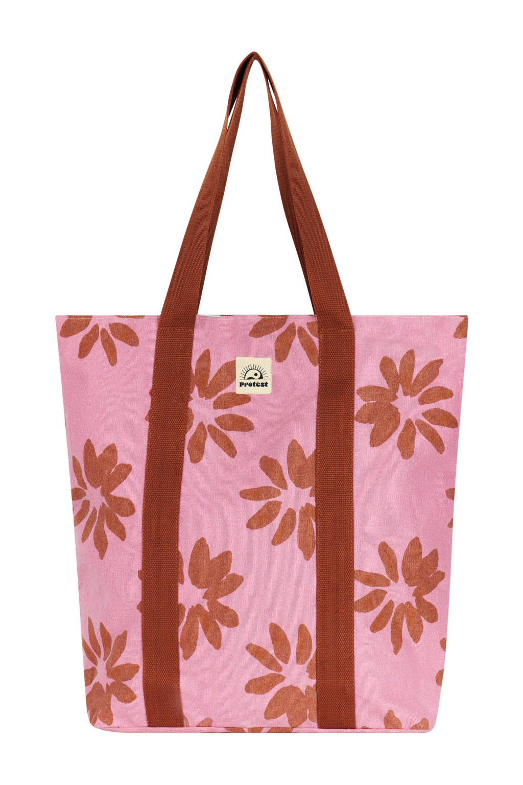 Protest shopper met bloemenprint roze