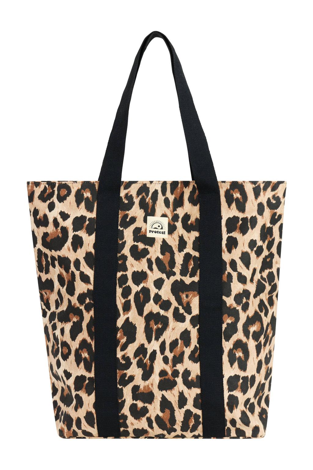 Protest shopper met panterprint bruin