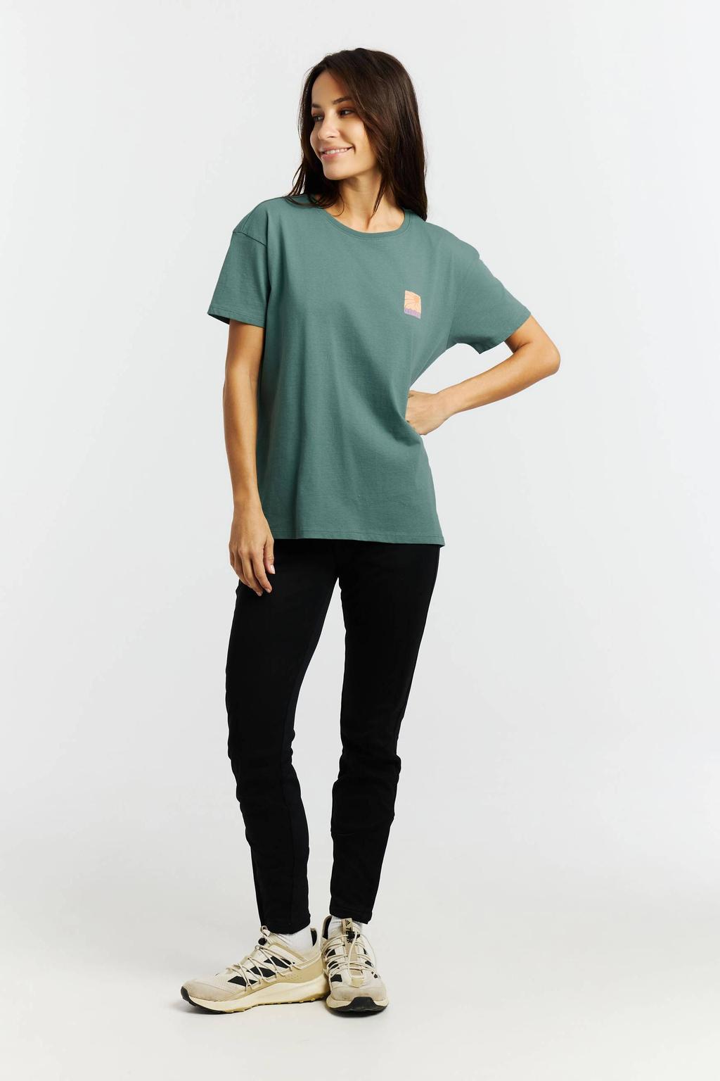 Groene dames Protest T-shirt van katoen met backprint, korte mouwen en ronde hals