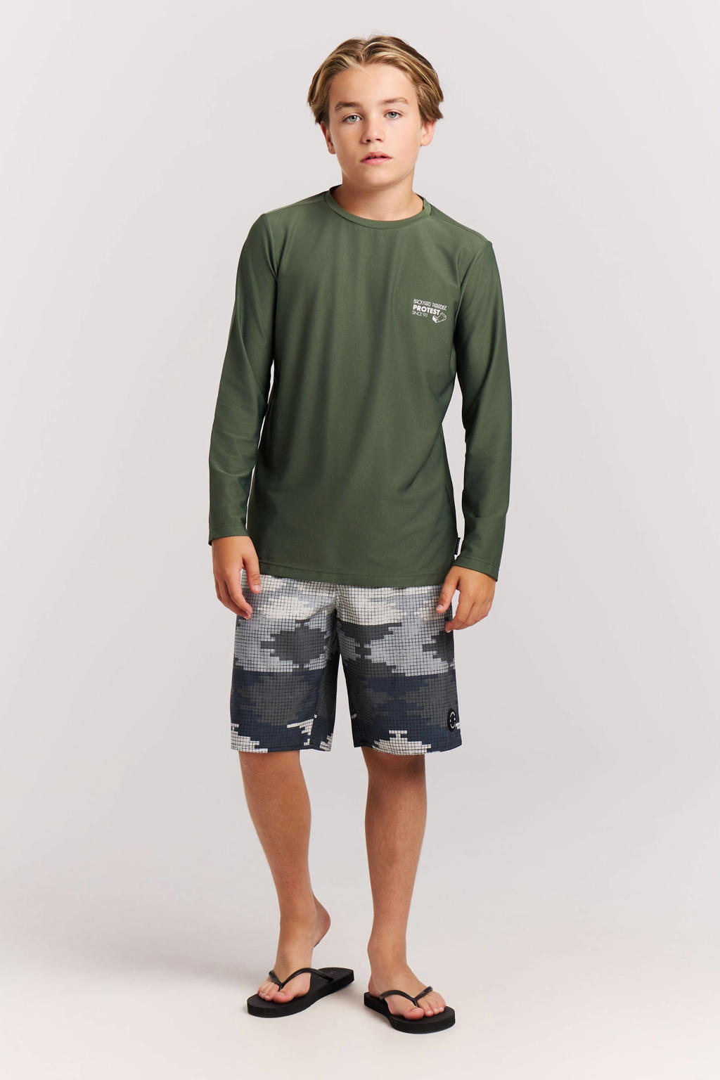 Protest UV T-shirt PRTWELDO JR met backprint olijfgroen