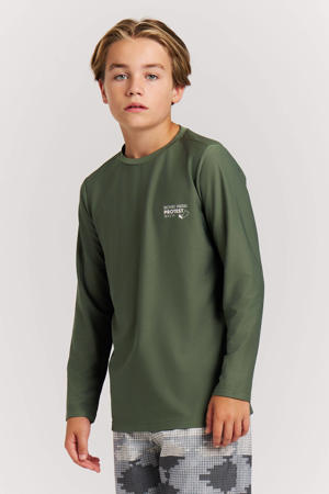 UV T-shirt PRTWELDO JR met backprint olijfgroen