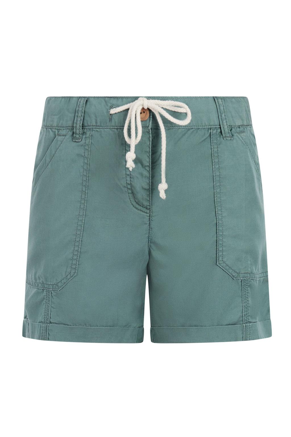 Groene dames Protest regular waist bermuda short van viscose met vetersluiting en effen