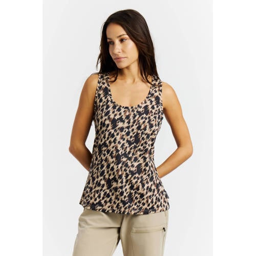 Protest singlet met dierenprint bruin afbeelding