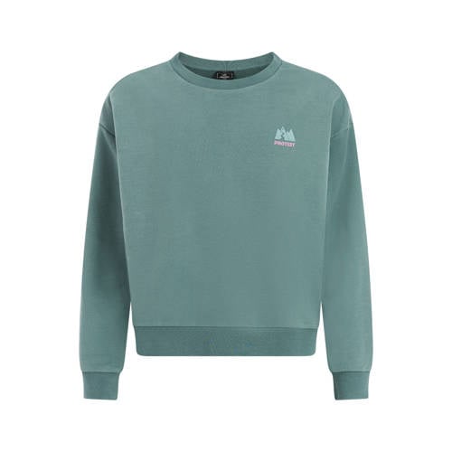 Protest sweater met backprint groen afbeelding