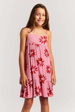 gebloemde zomerjurk roze