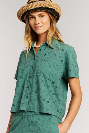 blouse donkergroen broderie