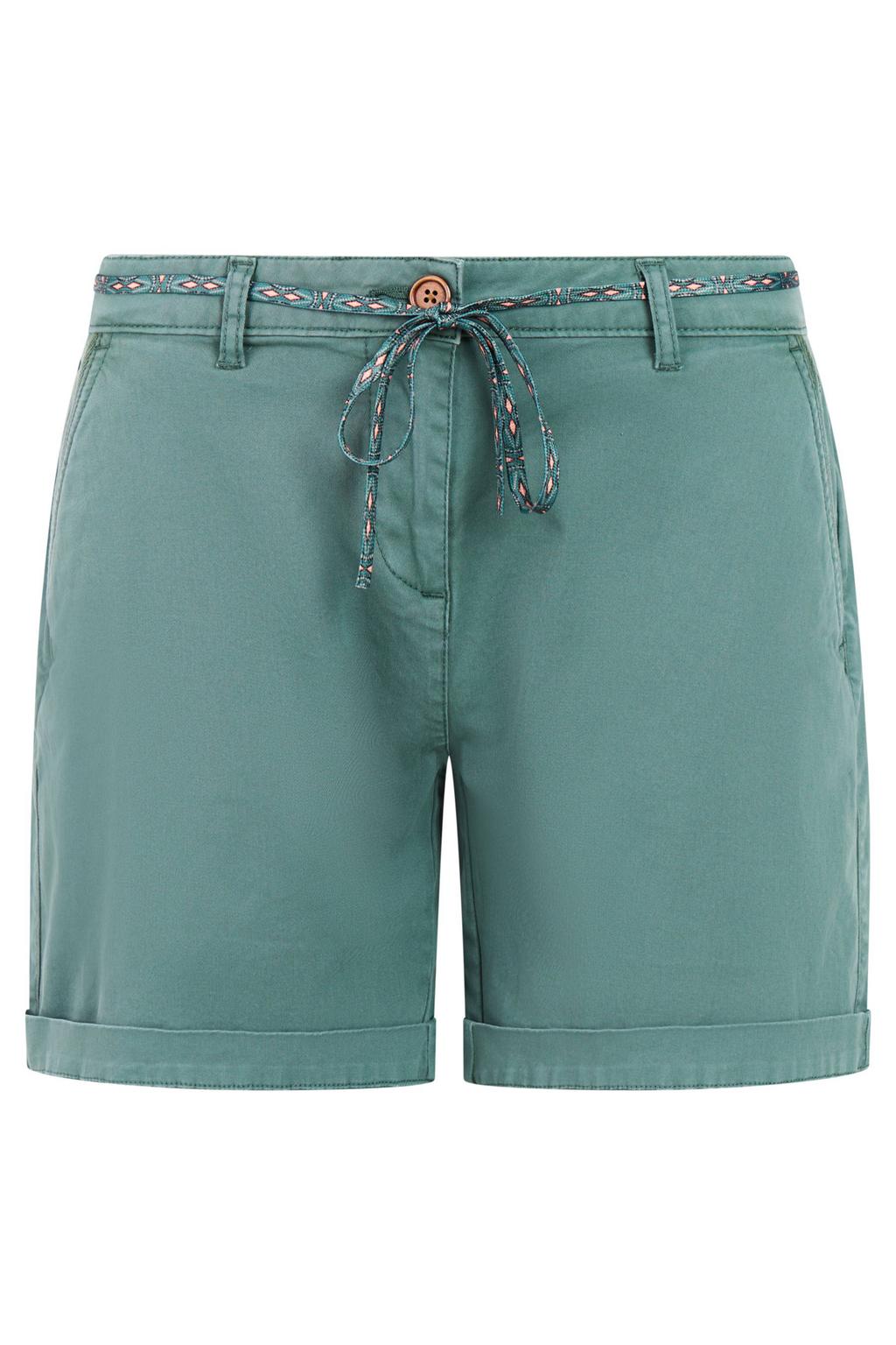 Groene dames Protest slim regular waist chino short van katoen met effen