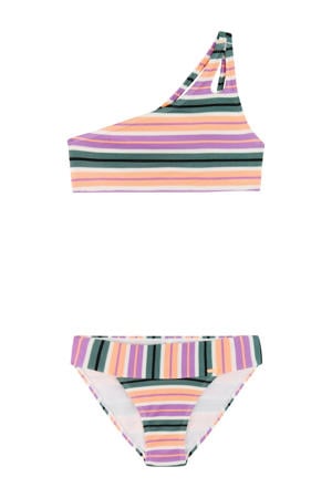 one shoulder bikini PRTGOGO JR roze/groen/wit