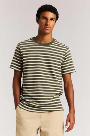 regular gestreepte T-shirt groen