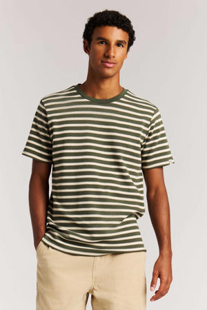 regular gestreepte T-shirt groen
