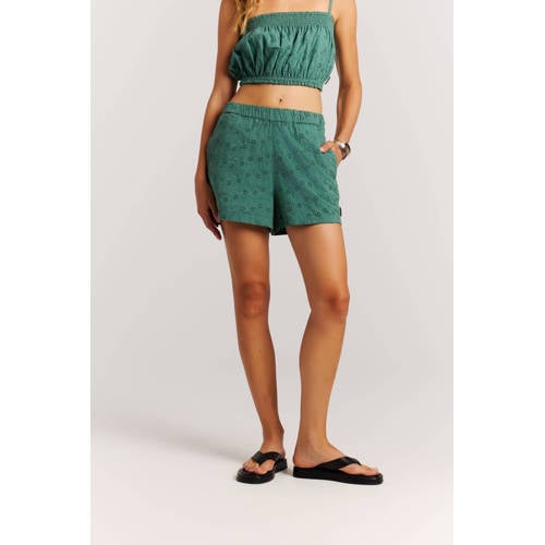 Protest straight regular waist casual short groen broderie afbeelding