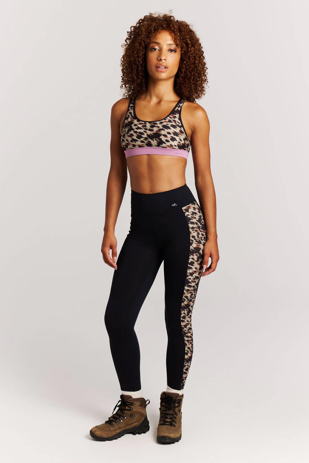 Zwart en beige dames Protest legging van polyester met skinny fit, regular waist en meerkleurige print