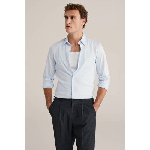 WE Fashion Tall fit slim overhemd lichtblauw afbeelding