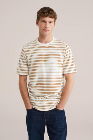regular gestreepte T-shirt ecru
