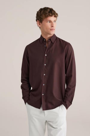 regular casual overhemd donkerbruin