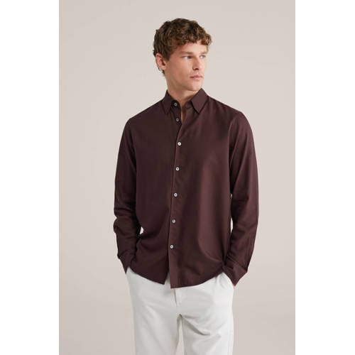 WE Fashion regular casual overhemd donkerbruin afbeelding
