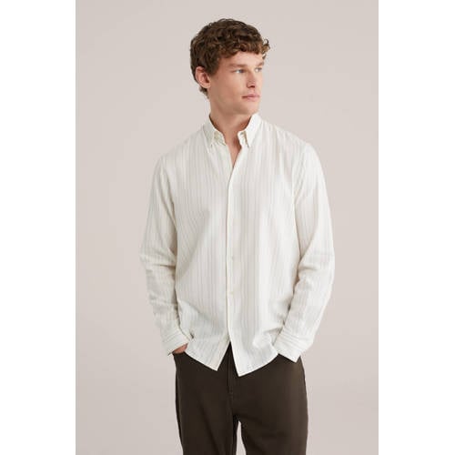 WE Fashion regular casual overhemd met krijtstreep wit afbeelding