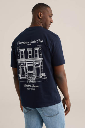 relaxed T-shirt met backprint donkerblauw