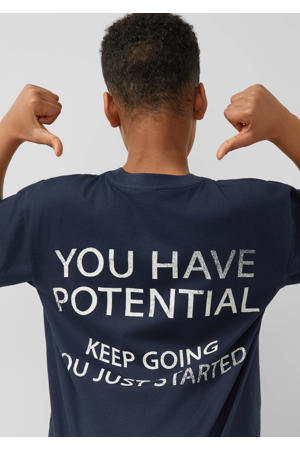T-shirt met backprint donkerblauw