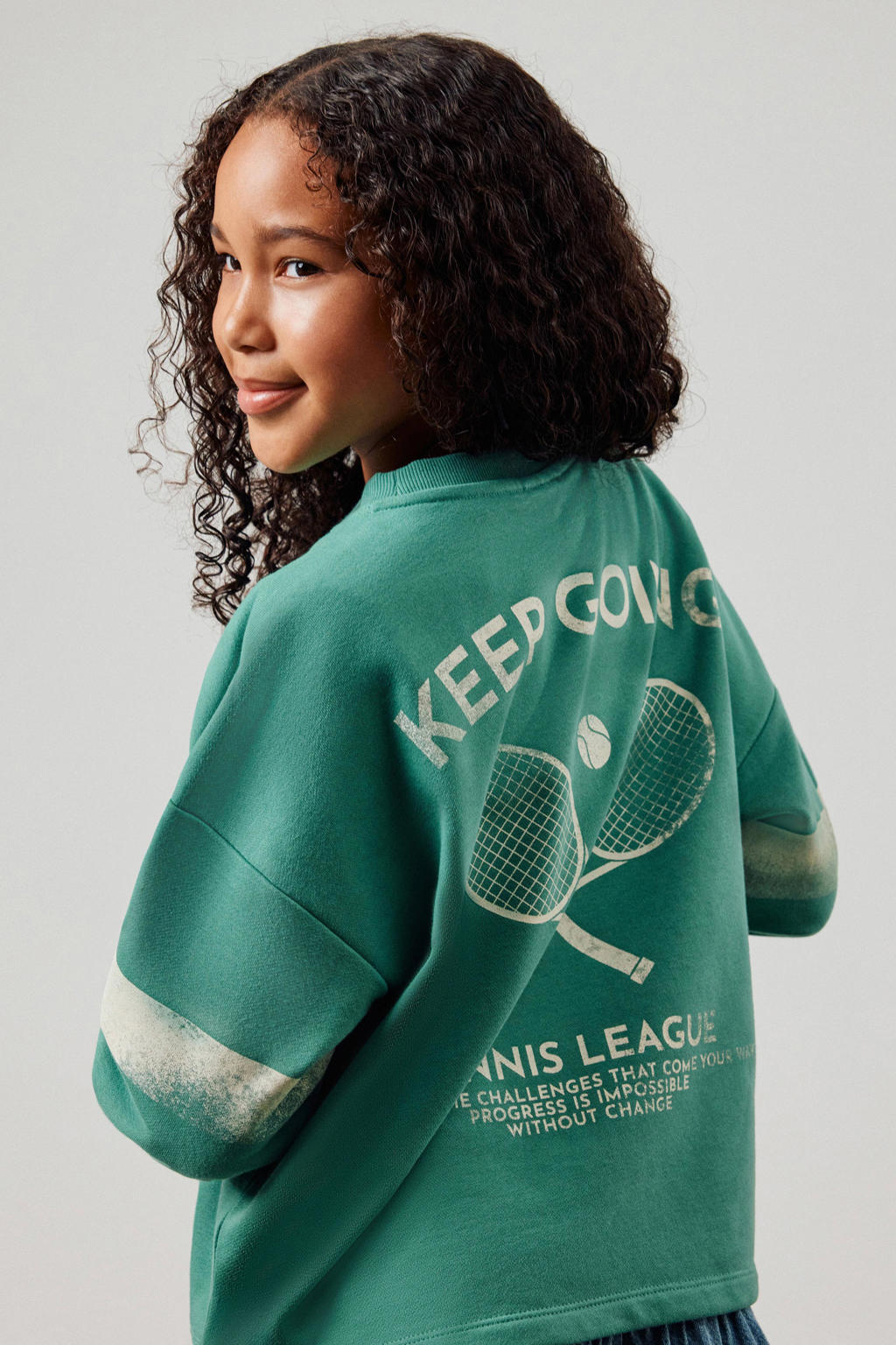 Groene meisjes s.Oliver longsleeve van katoen met backprint, lange mouwen en ronde hals