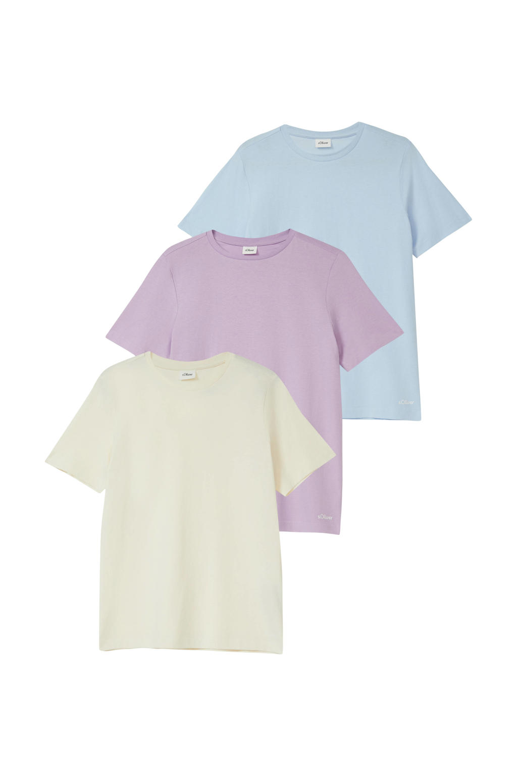 s.Oliver T-shirt - ecru/lila/lichtblauw (set van 3)