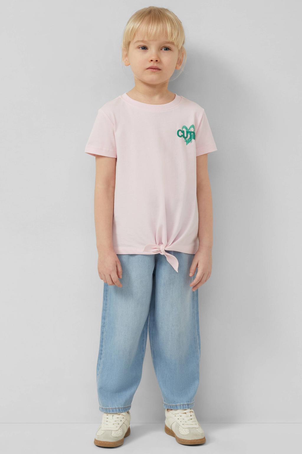 Medium blue denim meisjes s.Oliver barrel jeans van denim met regular waist en effen