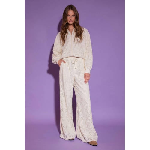 AMAYA Amsterdam kanten high waist broek ecru afbeelding