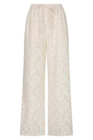 kanten high waist broek ecru