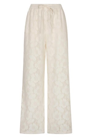 kanten high waist broek ecru
