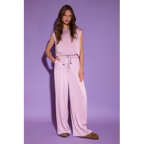 AMAYA Amsterdam wide leg regular waist broek paars afbeelding