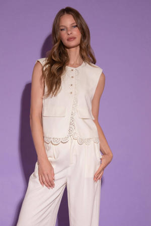 gilet ecru broderie