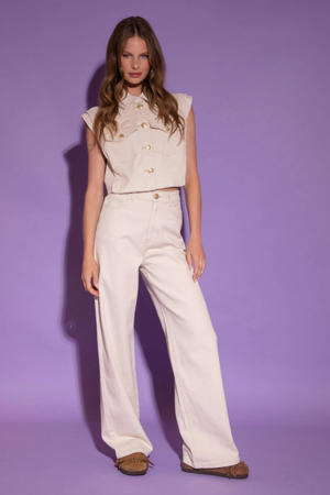 denim gilet beige