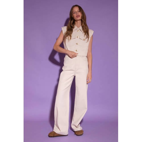 AMAYA Amsterdam high waist wide leg jeans beige afbeelding