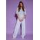 AMAYA Amsterdam loose fit high waist broek lichtblauw broderie