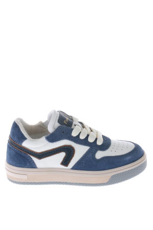 leren sneakers wit/blauw