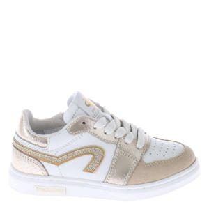 leren sneakers wit/goud
