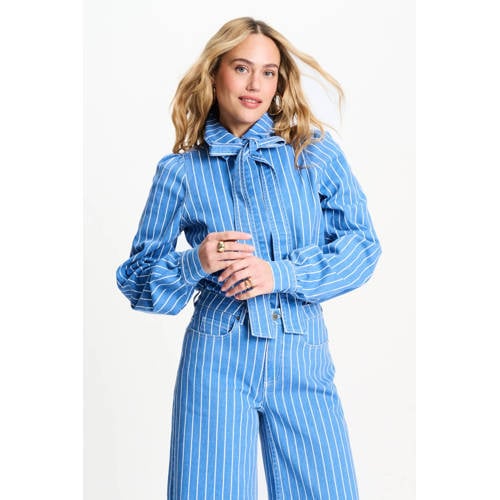POM Amsterdam gestreepte blouse blauw afbeelding