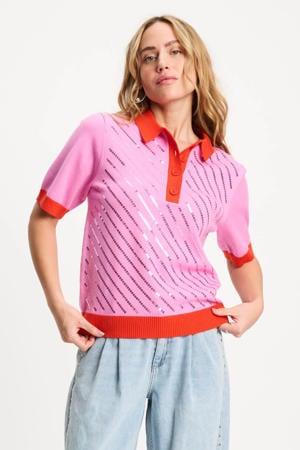 top roze met pailletten