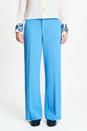 wide leg high waist broek blauw