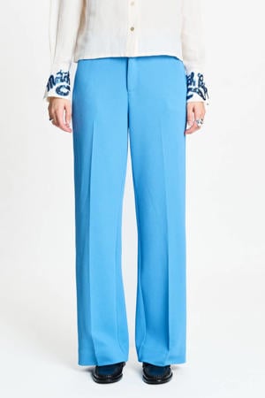 wide leg high waist broek blauw