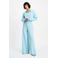 POM Amsterdam wide leg high waist broek lichtblauw