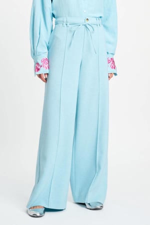 wide leg high waist broek lichtblauw