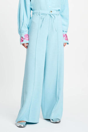 wide leg high waist broek lichtblauw