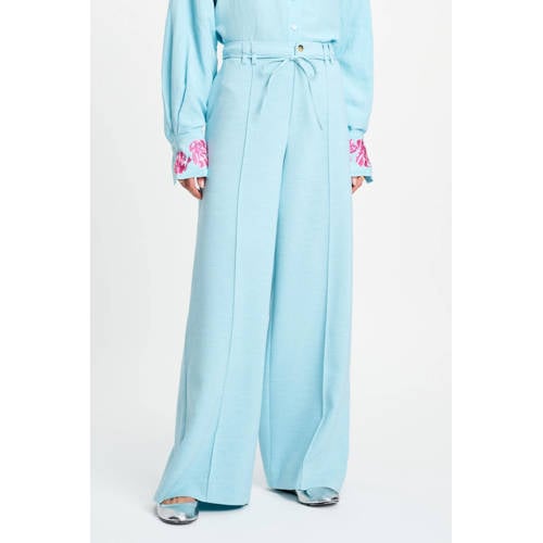 POM Amsterdam wide leg high waist broek lichtblauw afbeelding